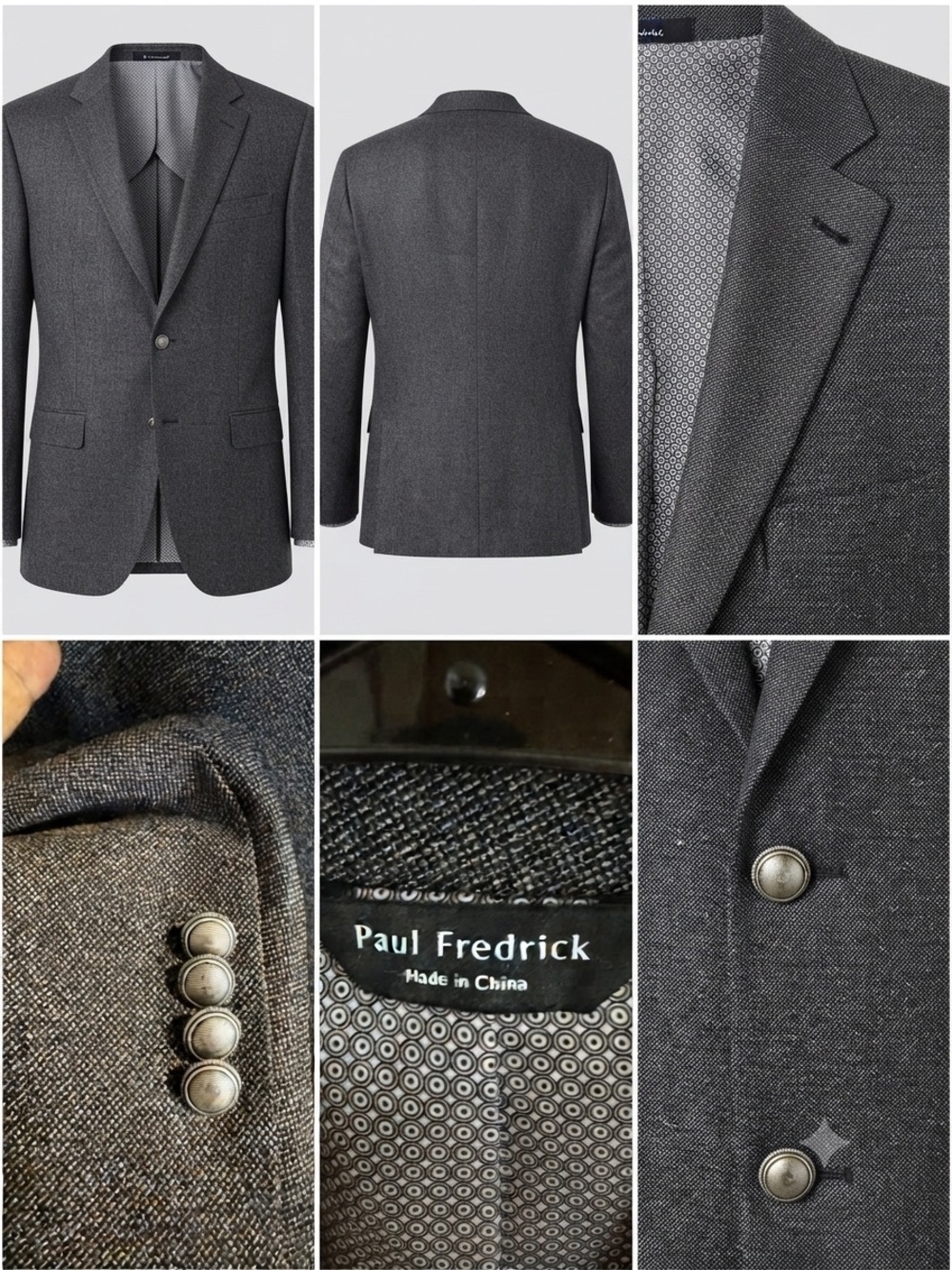 Paul Frederick Charcoal Textured Wool Blazer Sportcoat